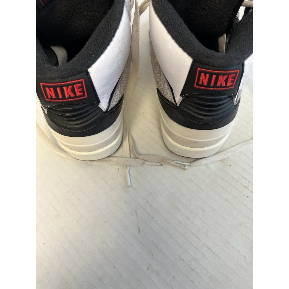 Nike Air Jordan 2 Unisex Kids Leather Mid Top Sneakers White Black Lace Up 6Y
